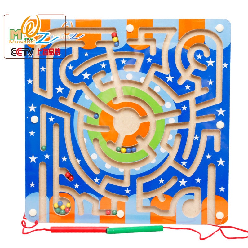 Wooden Balls Magnetic Pen Series Beads Maze Ring Cartoon Animal Track Children'S Educational Toys Intelligence - Image 2